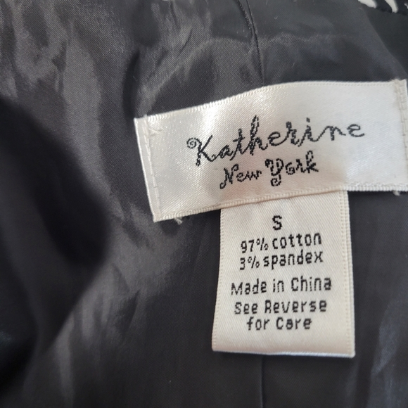 Cute Black/White Floral-Patterned Katherine New York Cotton Crop Jacket Size Sm - Picture 7 of 8